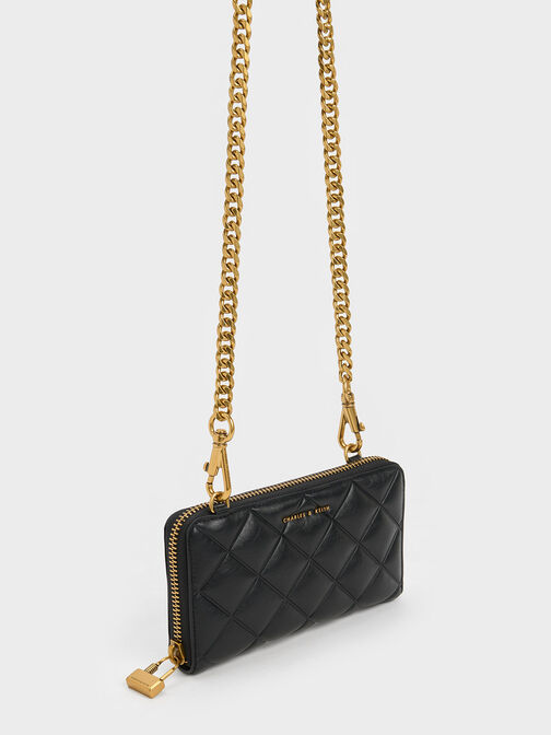 Swing Quilted Long Wallet, Black, hi-res