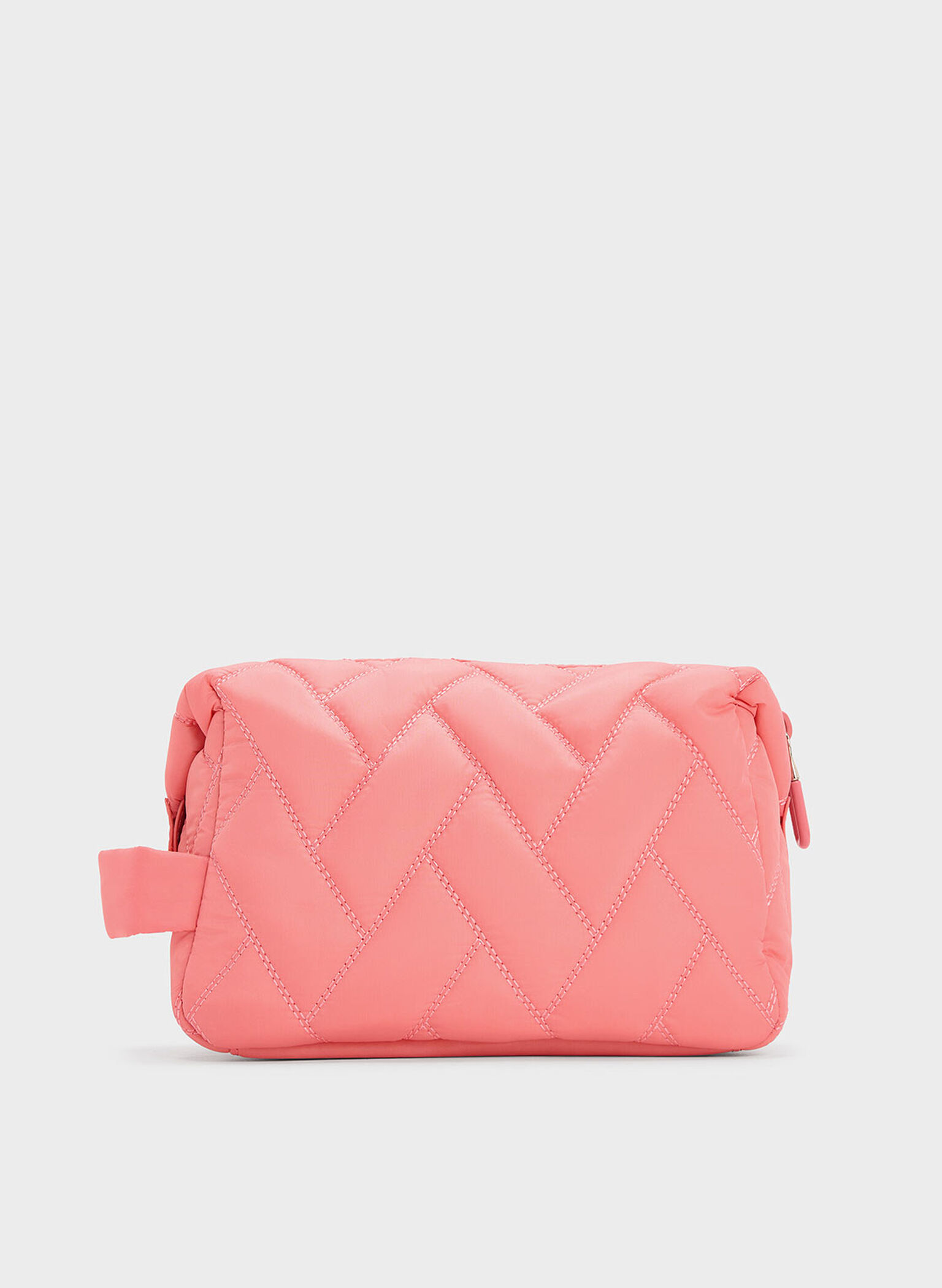 Nylon Chevron Pouch, Guava Pink, hi-res