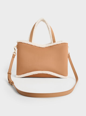 Sybill Faux Suede Fur-Trim Tote Bag, Multi, hi-res
