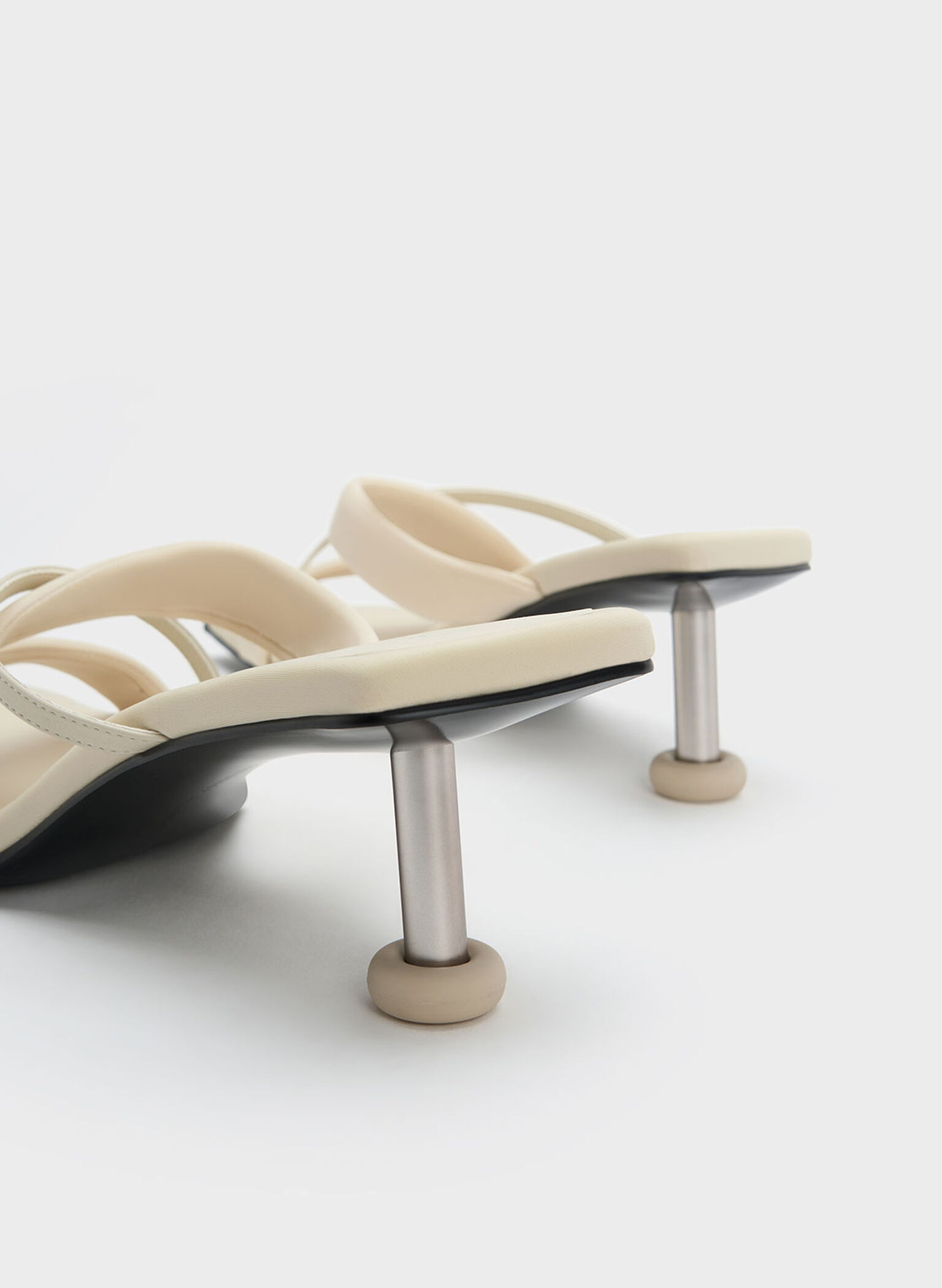 Crossover Sculptural Heel Sandals, Chalk, hi-res