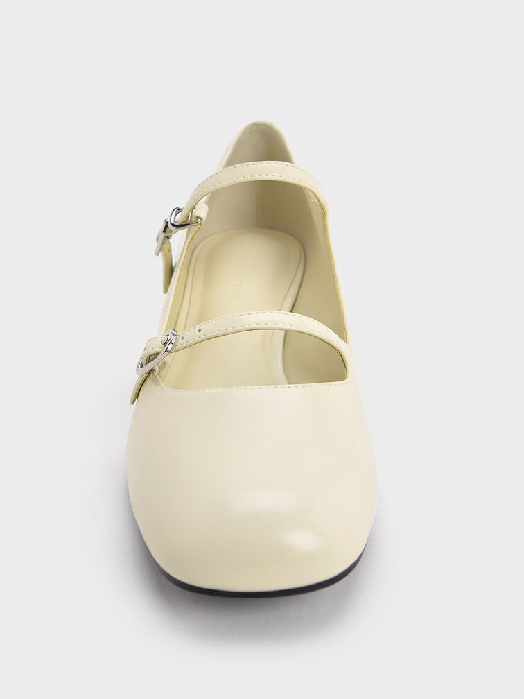Double-Strap Block-Heel Mary Janes, Chalk, hi-res