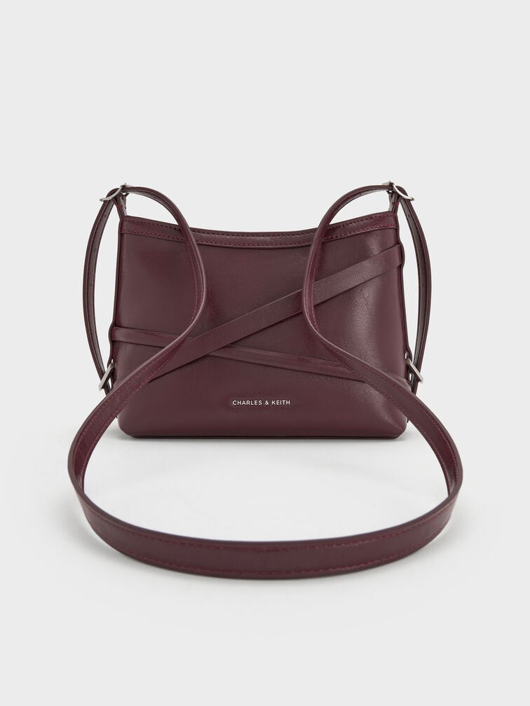 Bryna Buckled-Strap Crossbody Bag, Wineberry Red, hi-res