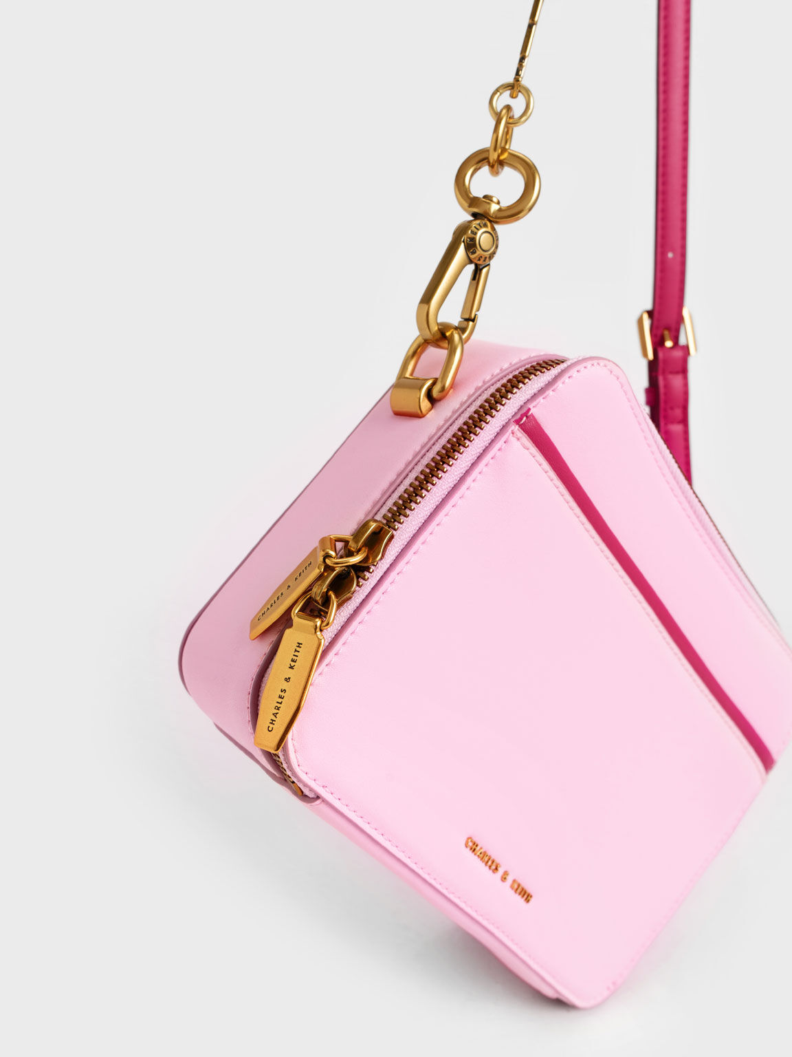 Lock Key Chain Handle Bag Pink