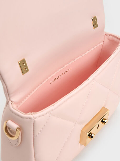 Quilted Boxy Top Handle Bag, Pink, hi-res