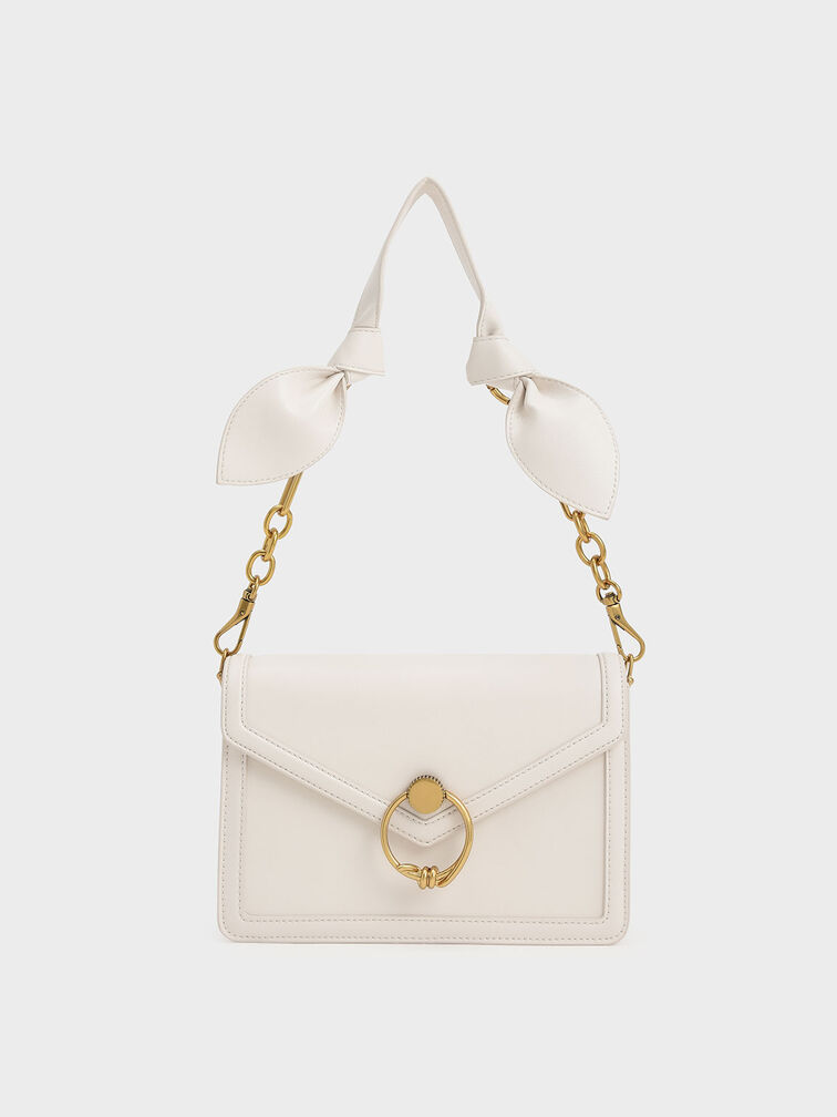 Joelle Ring Push-Lock Envelope Shoulder Bag, Cream, hi-res