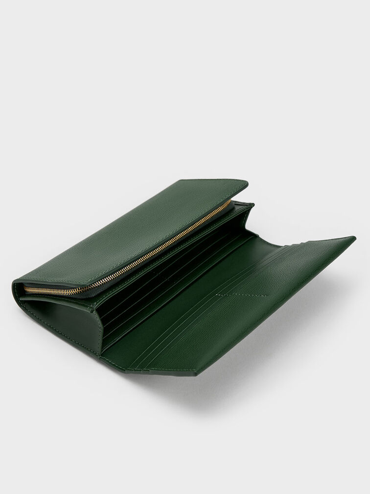 Tassel Detail Long Wallet, Dark Green, hi-res