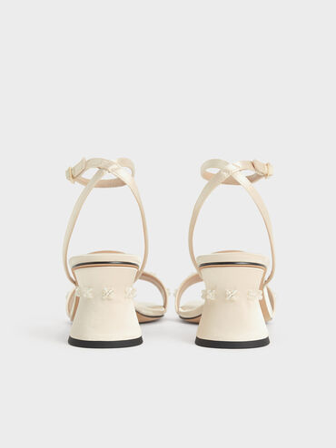 Recycled Polyester Beaded Heeled Sandals, Champagne, hi-res