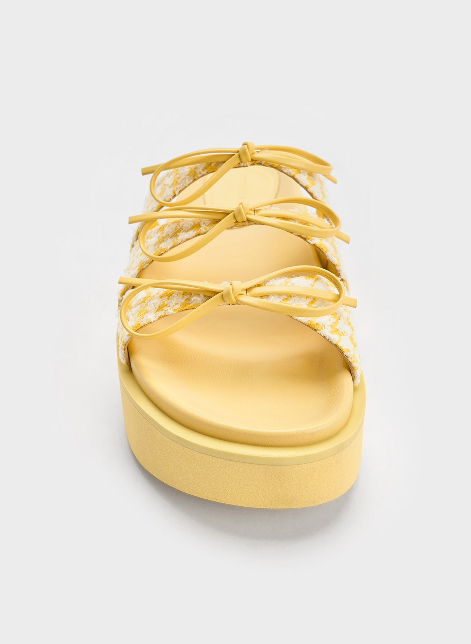 Dorri Houndstooth Triple-Bow Platform Sandals, Yellow, hi-res