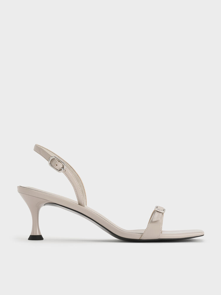 Buckled Slingback Kitten Heels, Light Grey, hi-res