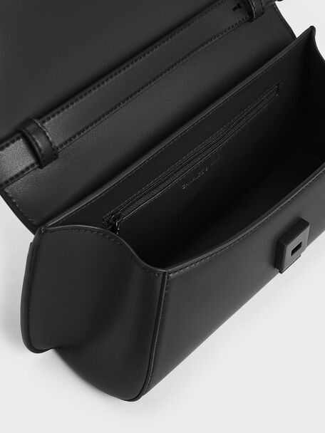Cassiopeia Front Flap Shoulder Bag, Black, hi-res
