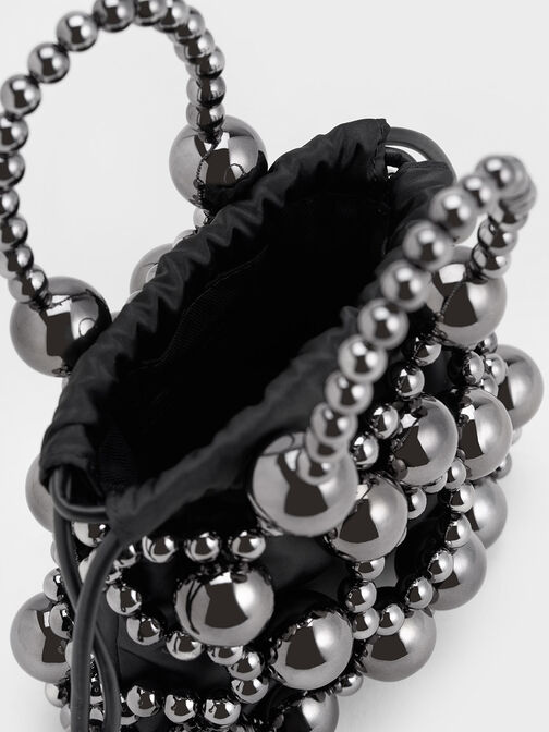 Beaded Top Handle Bag, Jet Black, hi-res