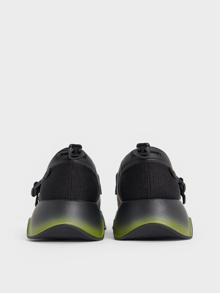 Mesh Gradient Wave Mary Jane Sneakers, Black, hi-res