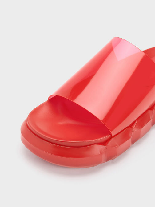 Fia See-Through Slide Sandals, Red, hi-res