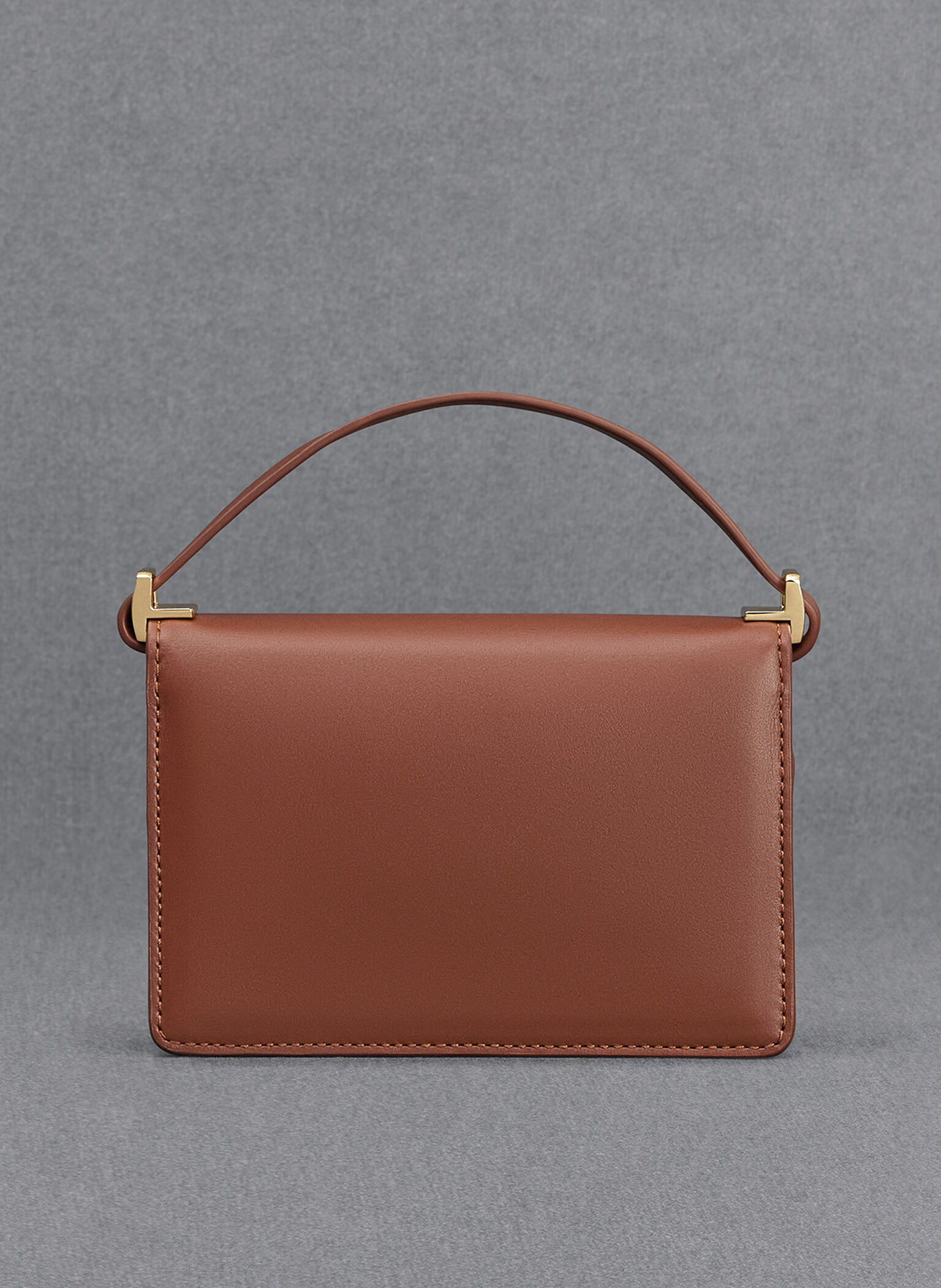 Leather & Canvas Two-Tone Boxy Bag, Cognac, hi-res