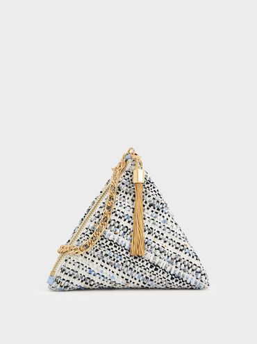 Hera Tweed Pyramid Clutch​, Multi, hi-res