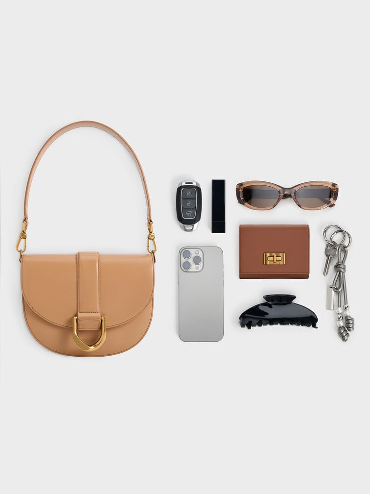 Gabine Leather Saddle Bag, Toffee, hi-res