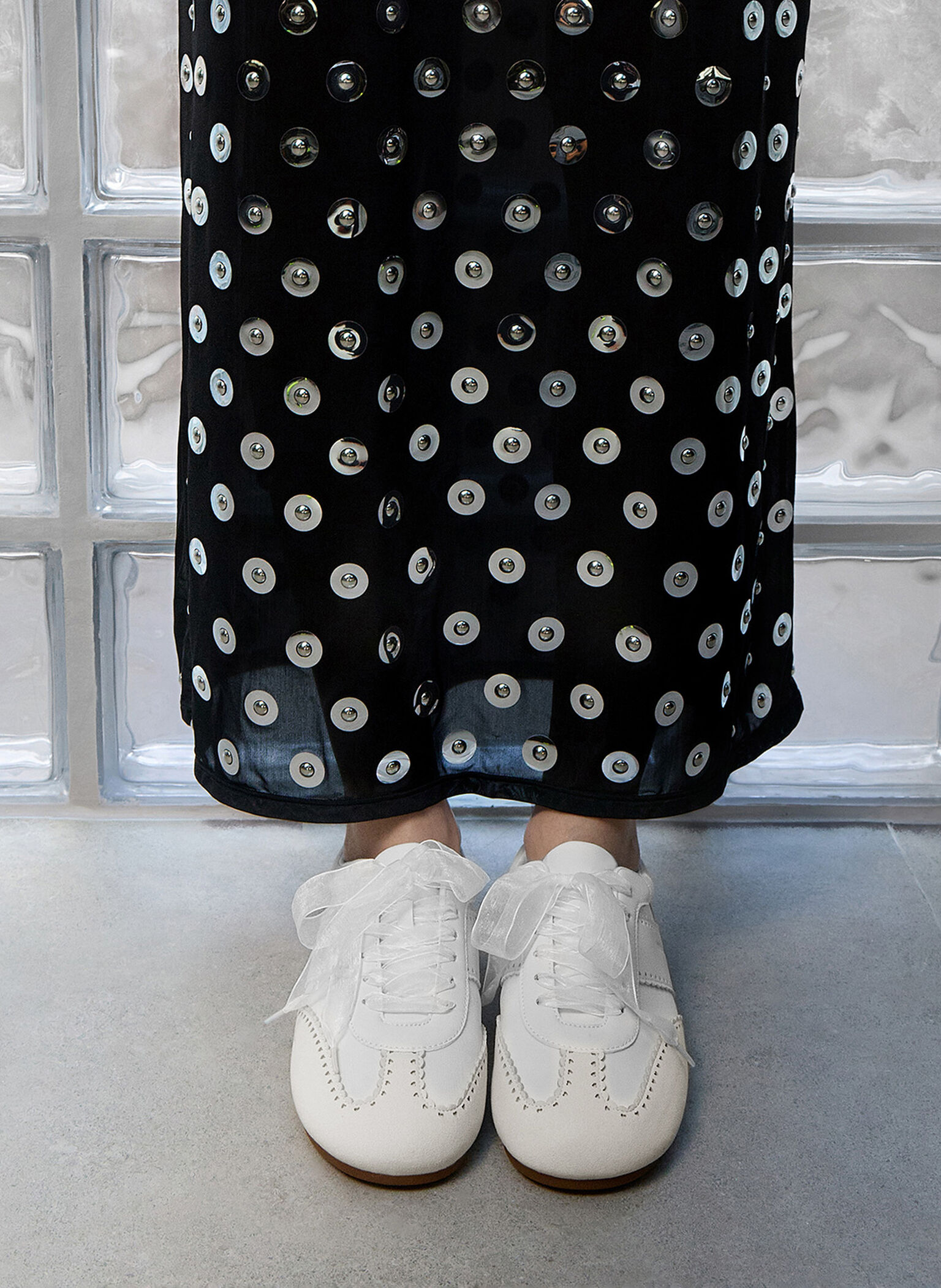 Cece Heart Sheer-Lace Sneakers, White, hi-res