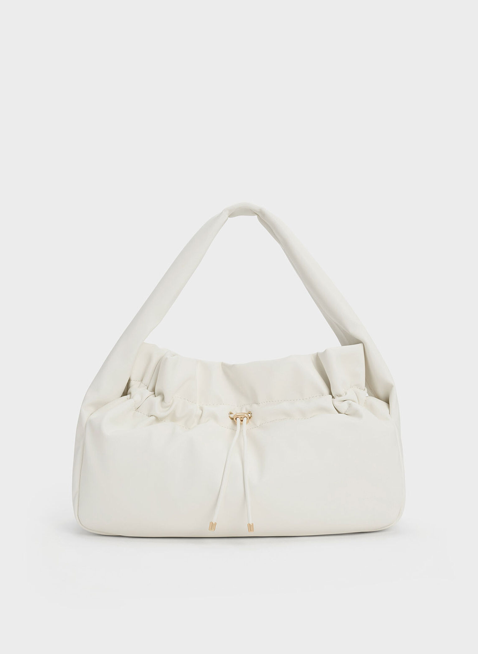 Maisy Ruched Hobo Bag, White, hi-res