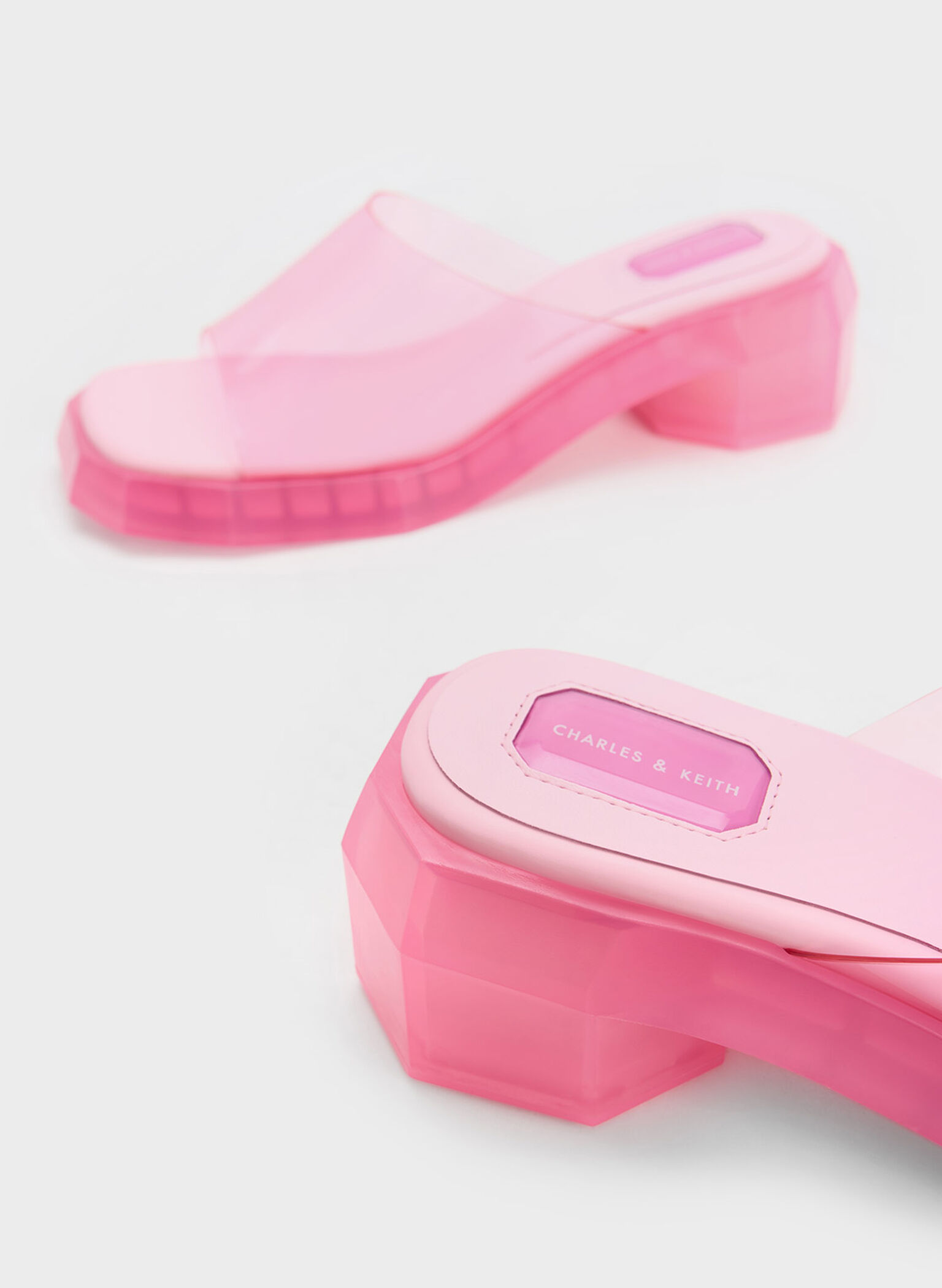 Fia See-Through Geometric Mules, Light Pink, hi-res