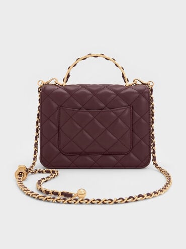 Cressida Quilted Top Handle Bag, Wineberry Red, hi-res