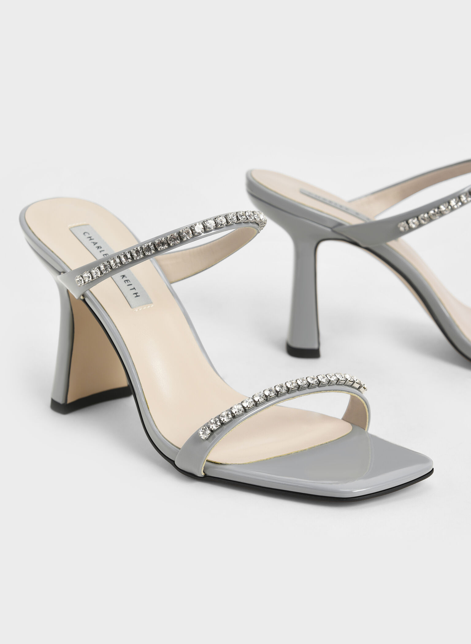 Patent Gem-Encrusted Heeled Sandals, Light Blue, hi-res