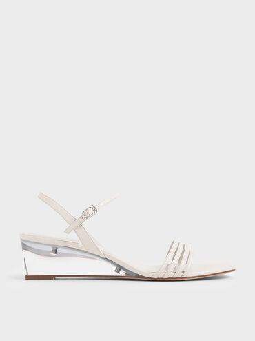 Ankle Strap Clear Wedges, Chalk, hi-res
