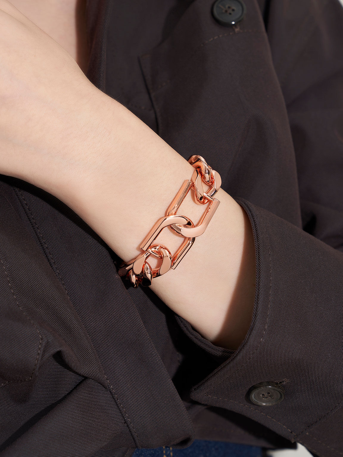 Rose Gold Gabine Chain Link Bracelet CHARLES KEITH UK
