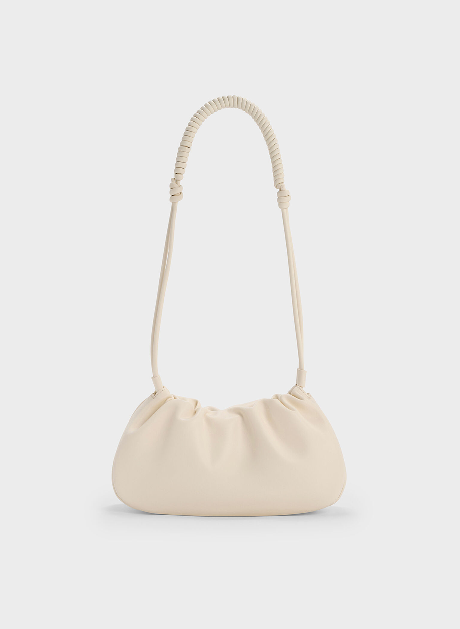Lorelai Ruched Knotted-Strap Shoulder Bag, Cream, hi-res