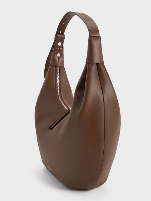 Odella Curved Hobo Bag, Dark Brown, hi-res