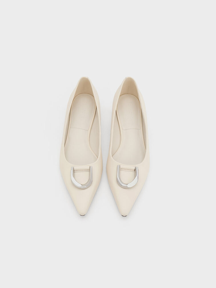 Gabine Leather Ballerinas, Chalk2, hi-res