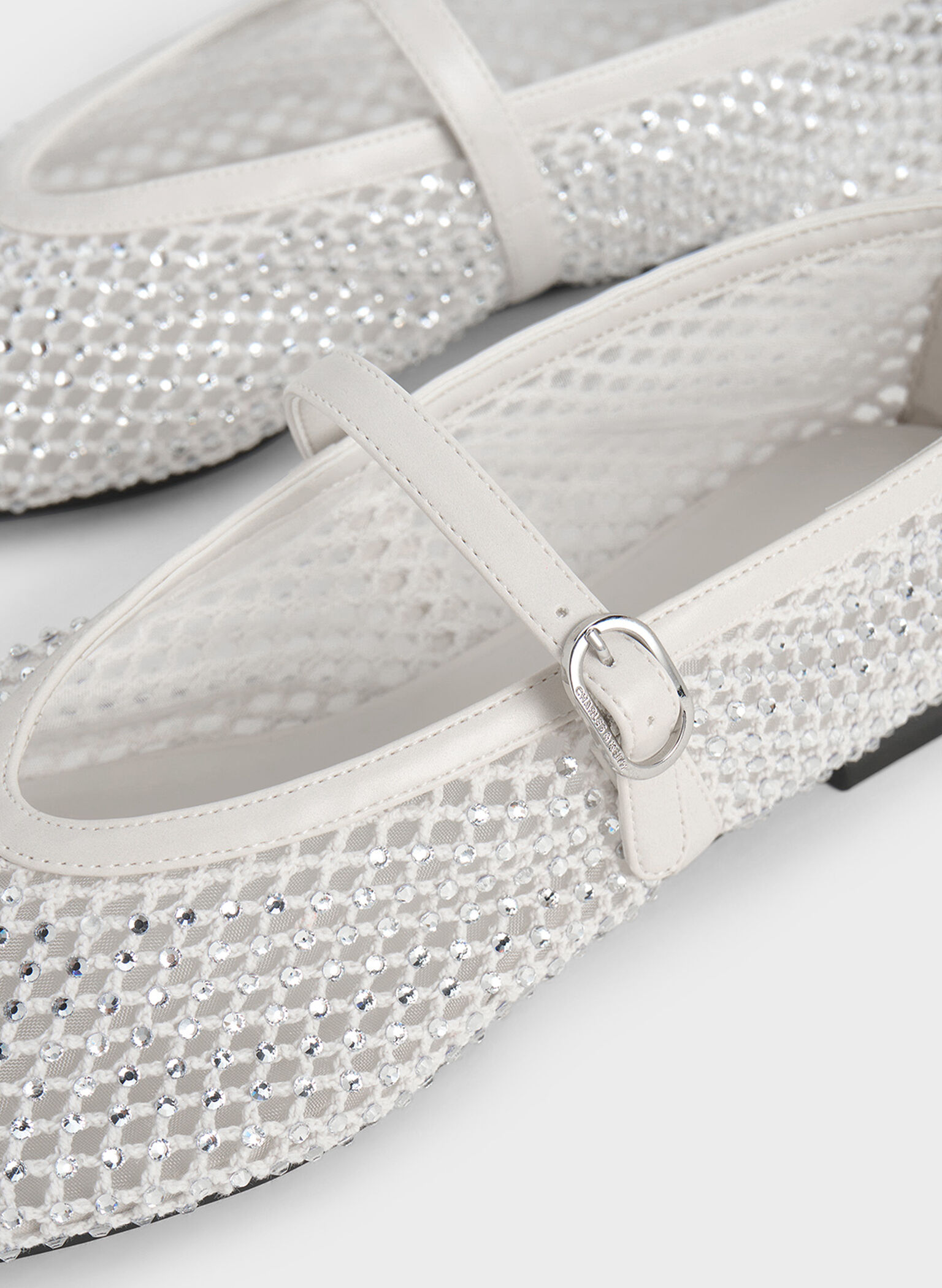 Maggie Mesh Crystal-Embellished Mary Janes, White, hi-res