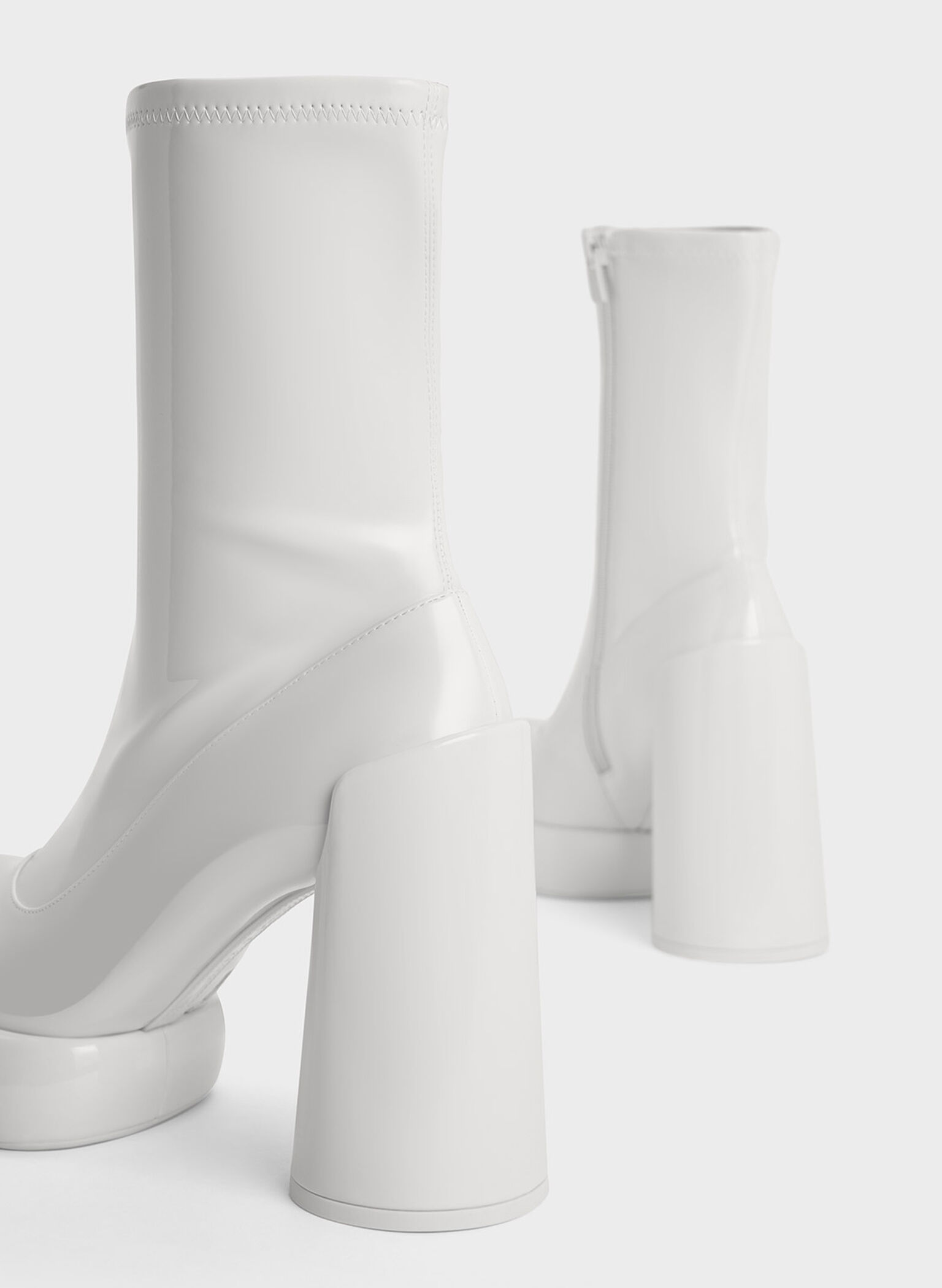 Darcy Patent Platform Ankle Boots, White, hi-res