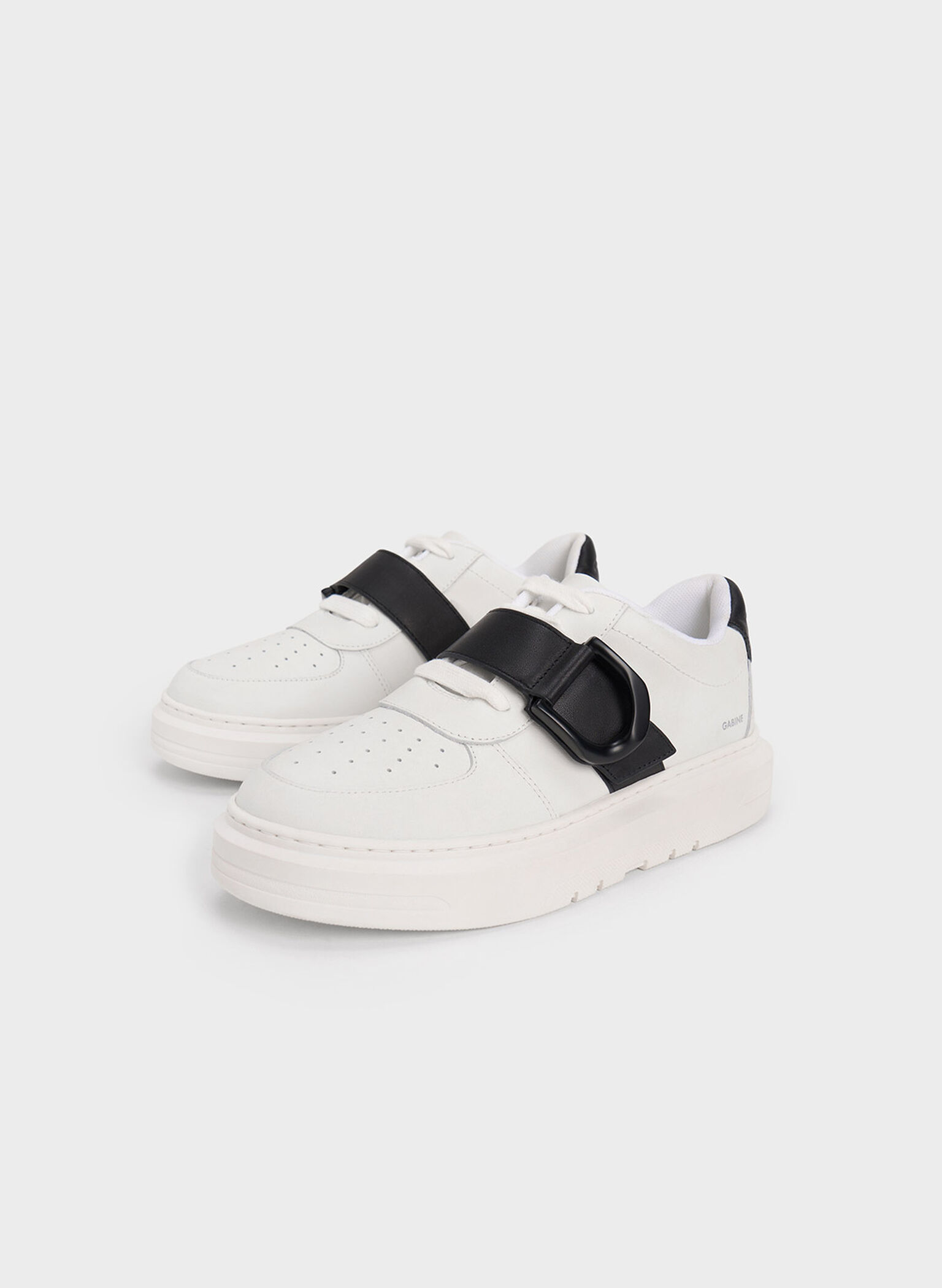 Gabine Leather Low-Top Sneakers, Black, hi-res