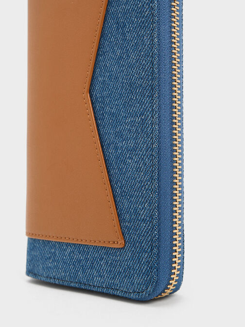 Gaia Denim Zip-Around Wallet, Denim Blue, hi-res