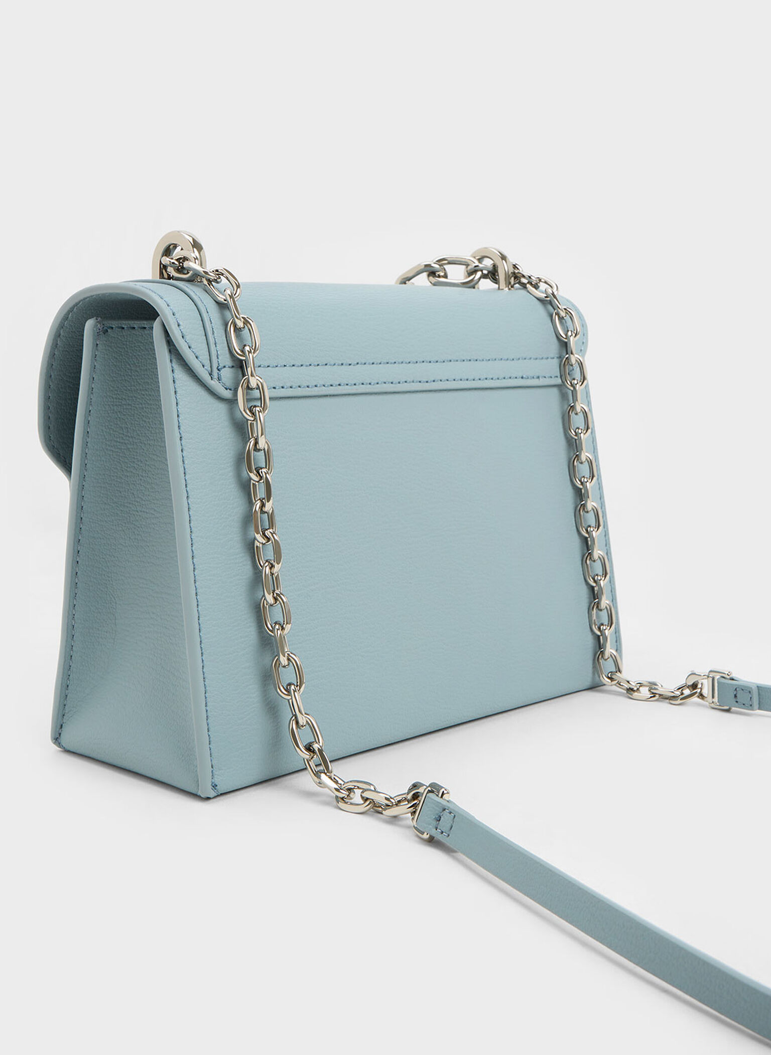 Front Flap Chain Handle Crossbody Bag, Slate Blue, hi-res
