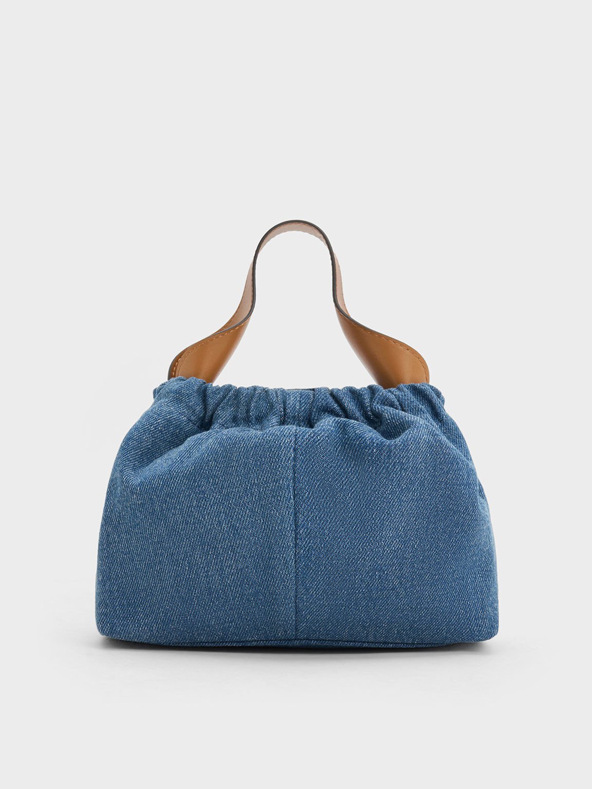 Ally Denim Ruched Slouchy Chain Handle Bag Denim Blue