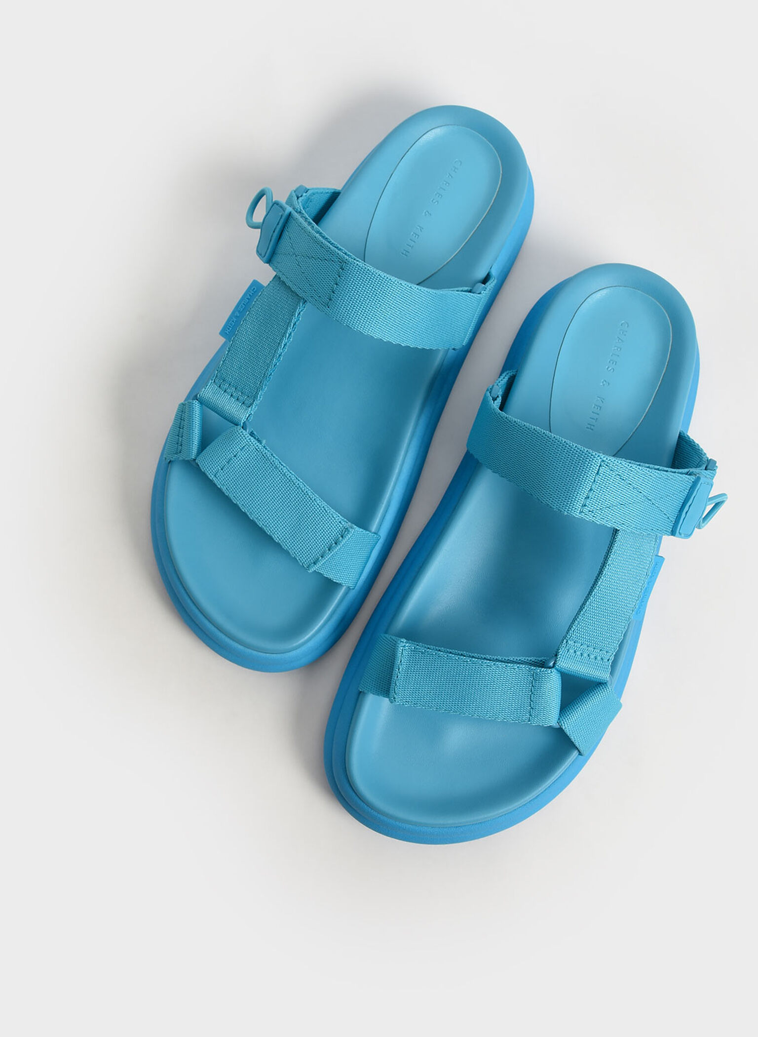 Polyester Velcro Strap Sports Sandals, Blue, hi-res