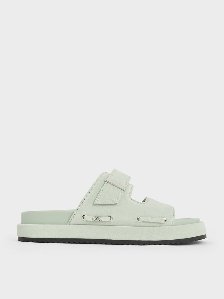 Kori Suede Slide Sandals, Mint Green, hi-res