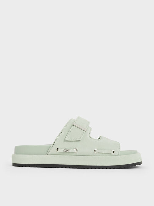 Kori Suede Slide Sandals, Mint Green, hi-res