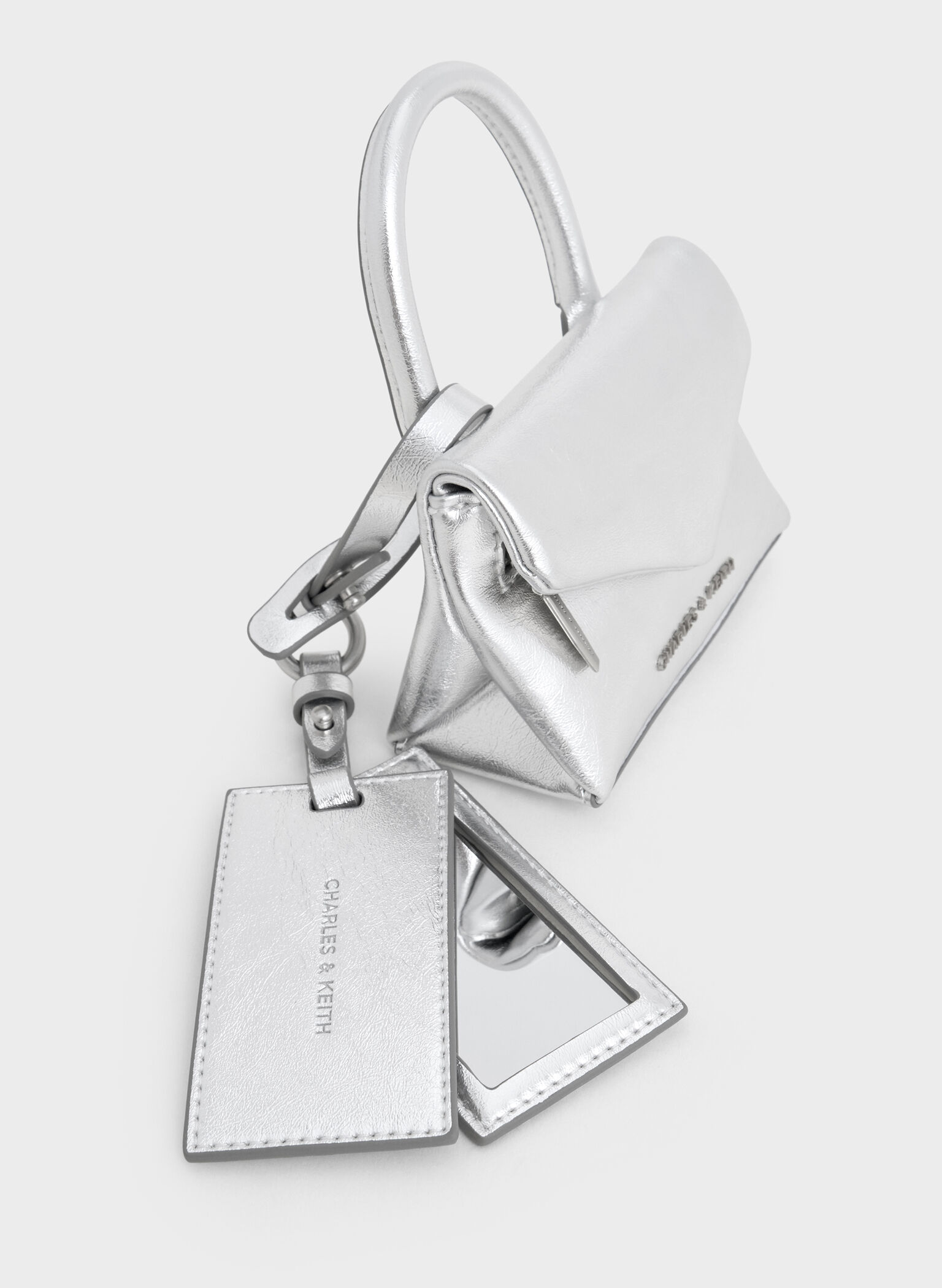 Andromeda Metallic Micro Bag Charm, Silver, hi-res