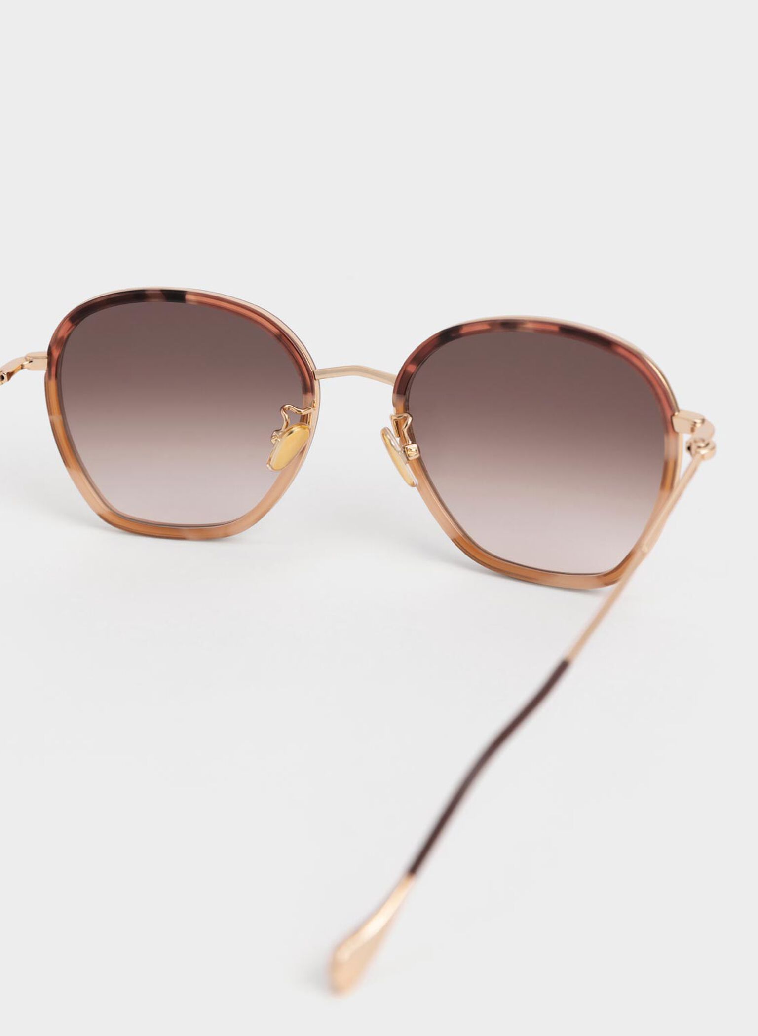 Recycled Acetate Wire-Frame Sunglasses, Pink, hi-res