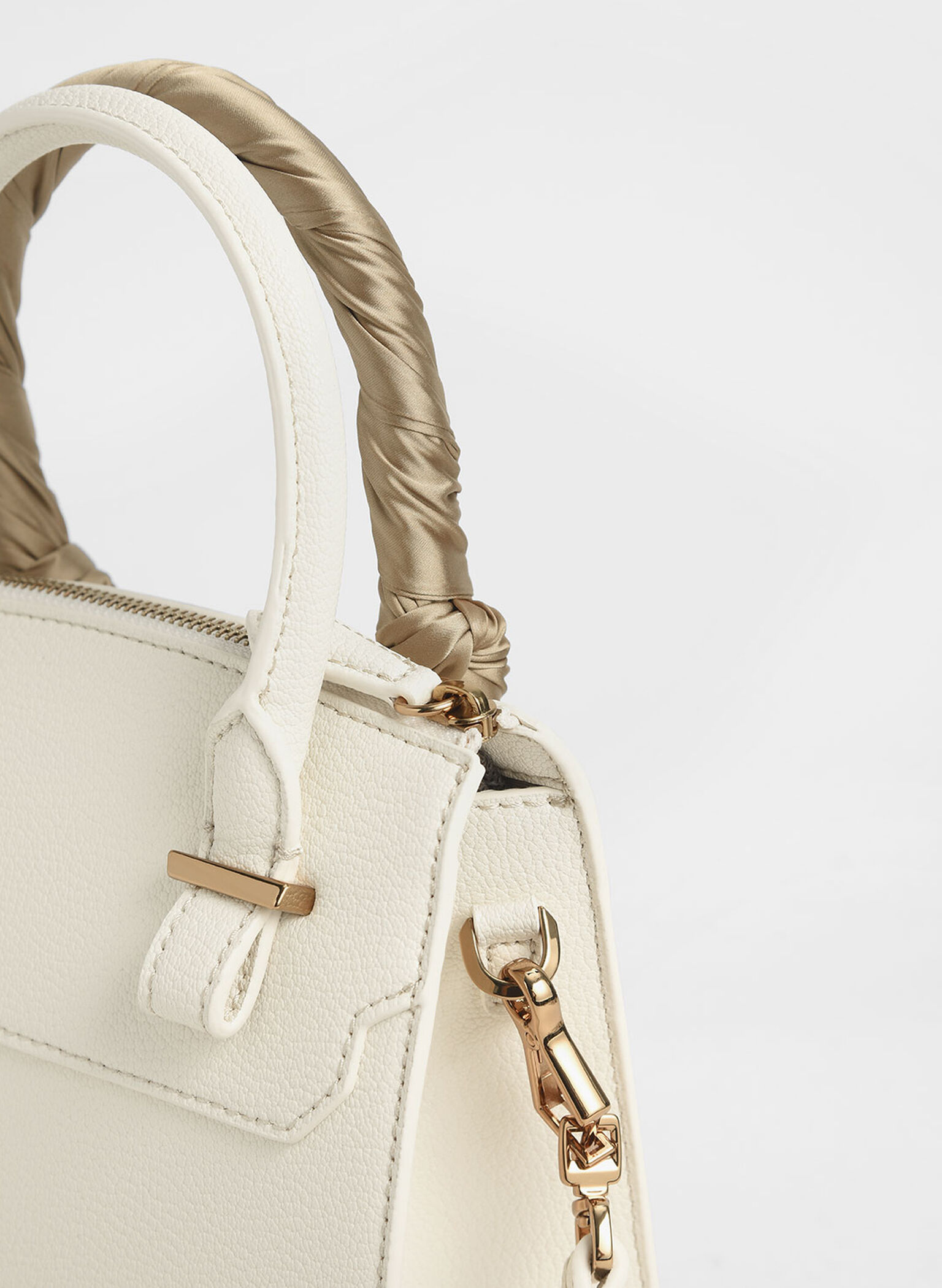 Satin Scarf Top Handle Bag, Chalk, hi-res