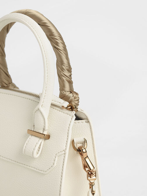Satin Scarf Top Handle Bag, Chalk, hi-res