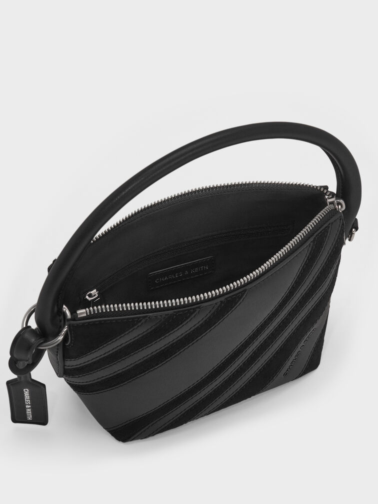 Zeya Recycled Suede Top Handle Bag, Noir, hi-res