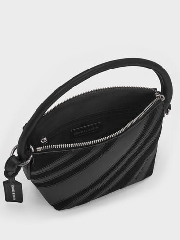 Zeya Recycled Suede Top Handle Bag, Noir, hi-res