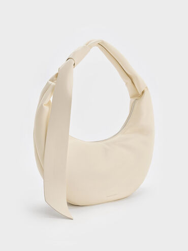 Toni Knotted Crescent Hobo Bag, Chalk, hi-res