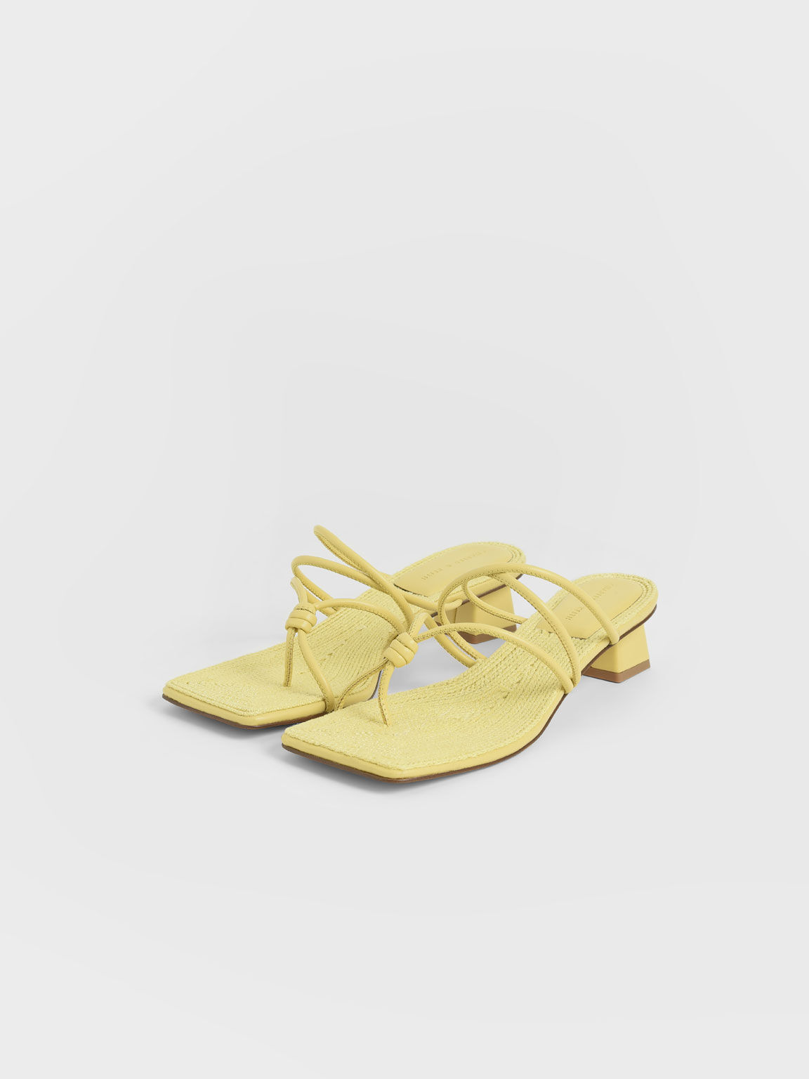 Toe Loop Strappy Heeled Sandals, Yellow, hi-res