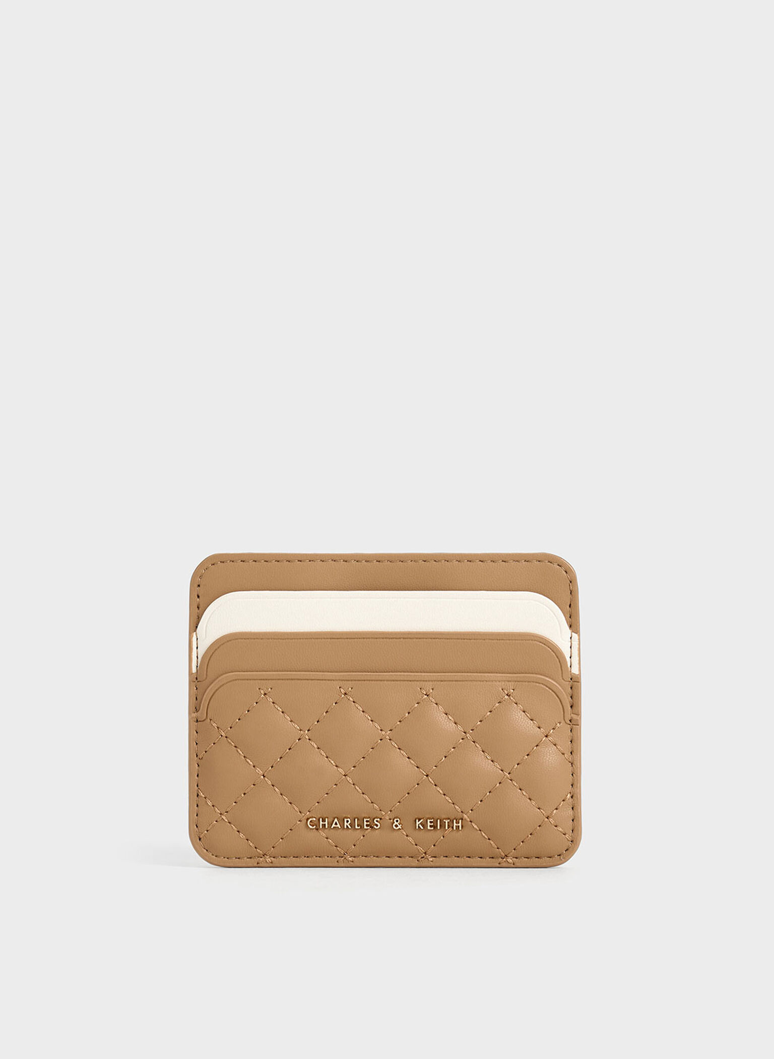 Cleo Two-Tone Quilted Card Holder, Sand, hi-res