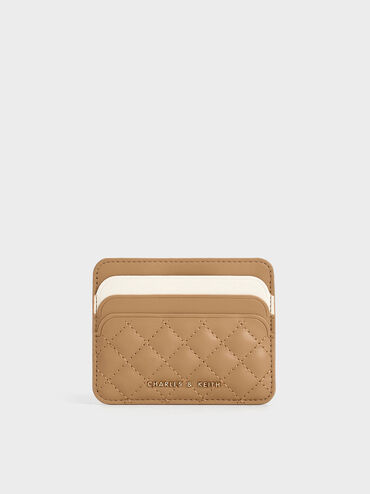 Cleo Two-Tone Quilted Card Holder, Sand, hi-res