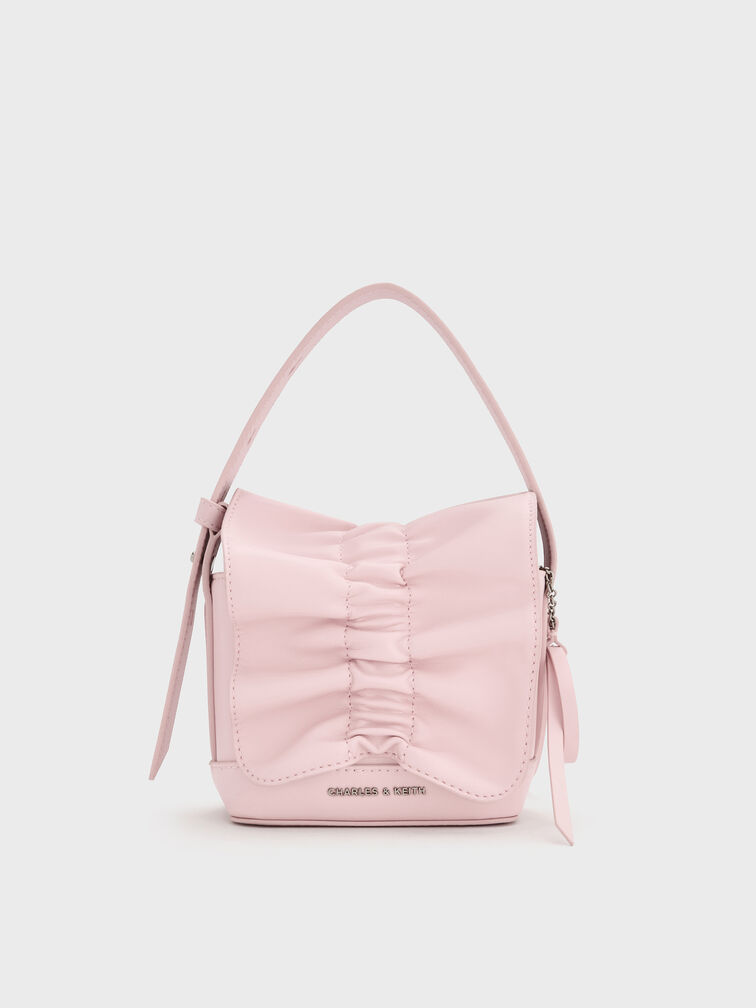 Kadee Ruched Bow-Charm Mini Bag, Cotton Candy Pink, hi-res